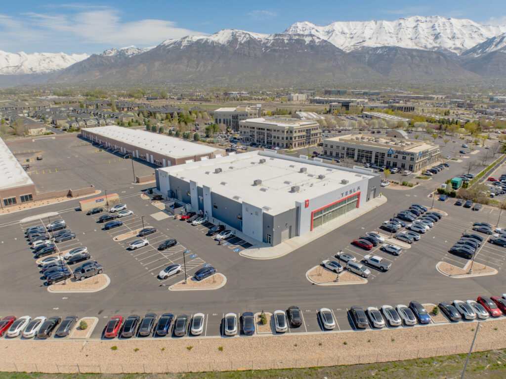 Galloway & Company provided the civil engineering and land survey services for the Tesla Dealership in Pleasant Grove, Utah