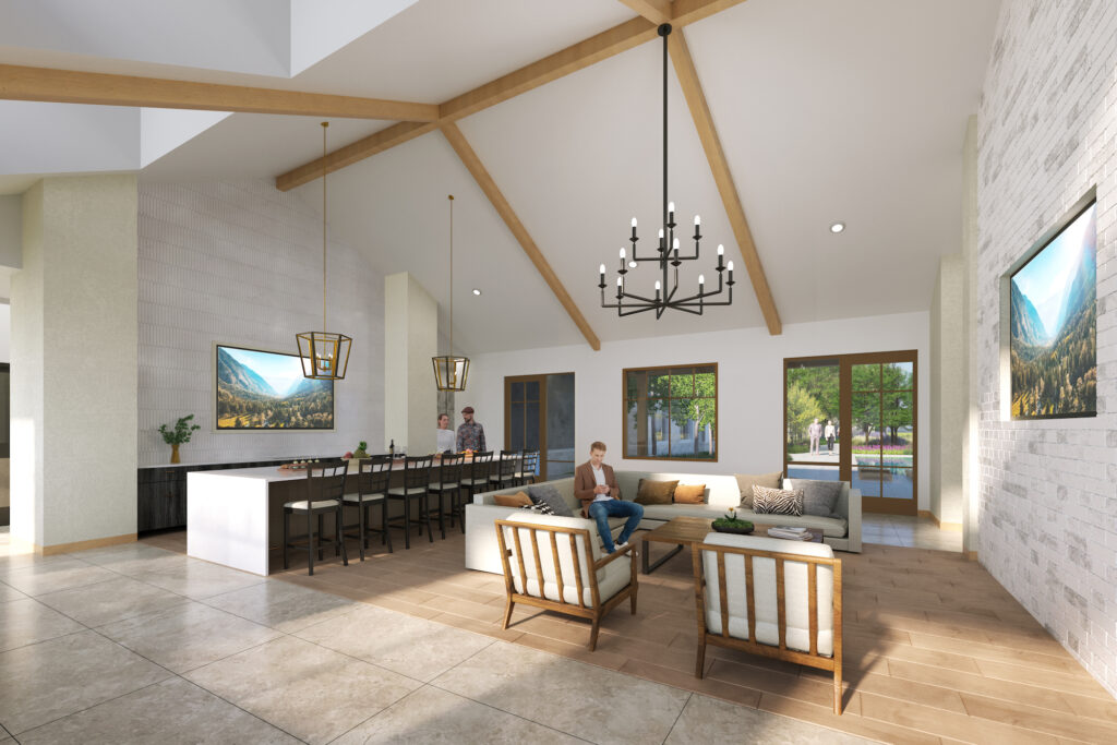Interior design rendering for the Centerplace Apartments in Greeley, Colorado.