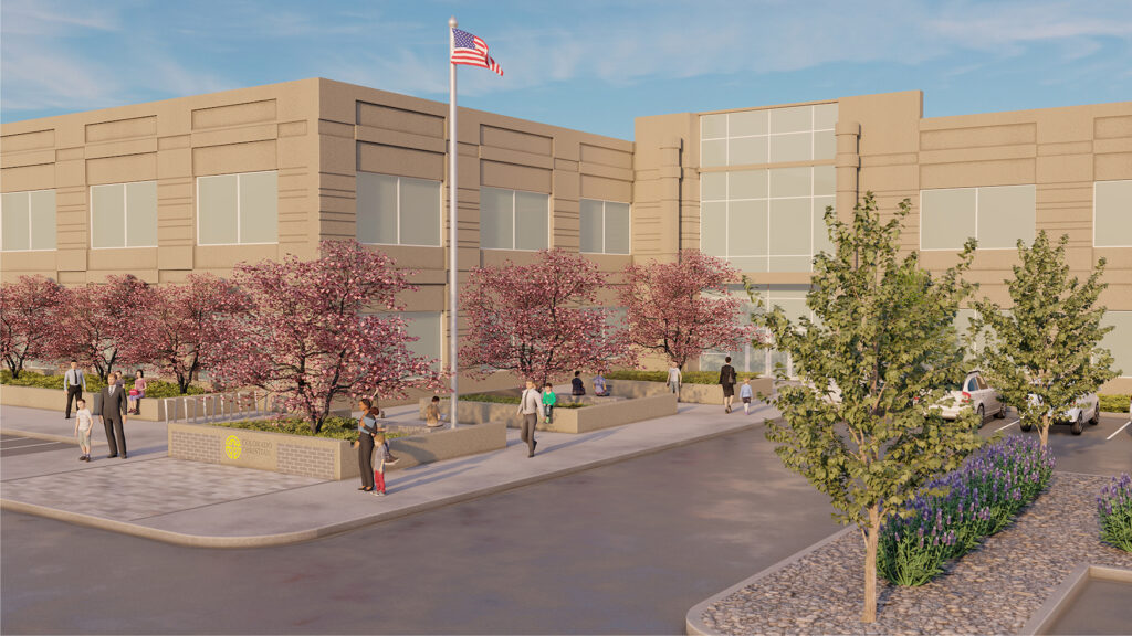 andscape architecture rendering for the Colorado Cristian Academy in Englewood, Colorado.