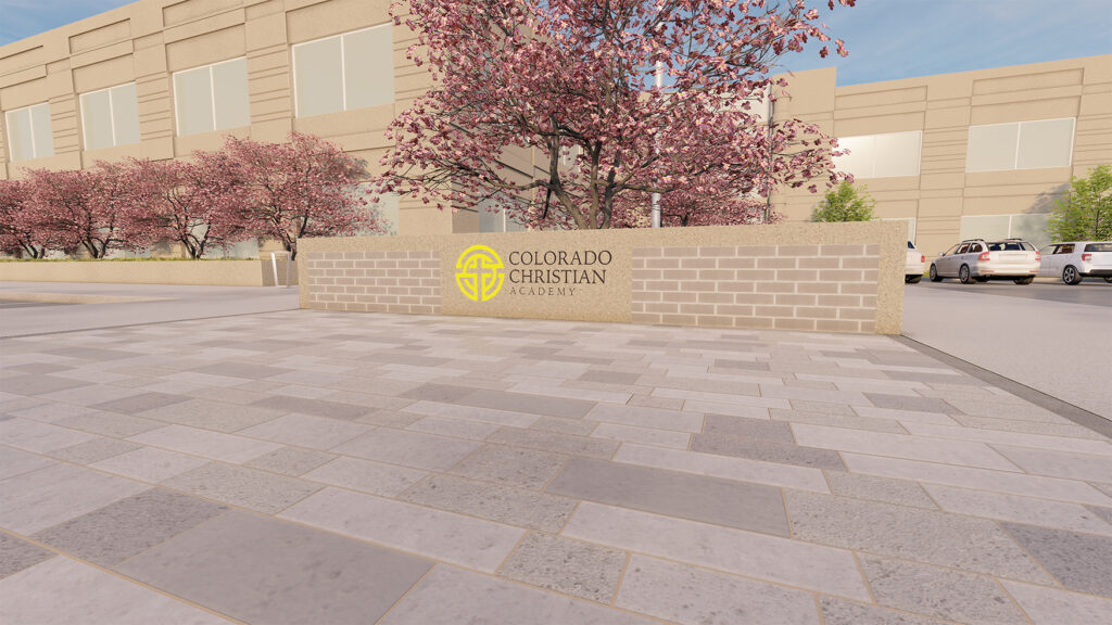 landscape architecture rendering for the Colorado Cristian Academy in Englewood, Colorado.