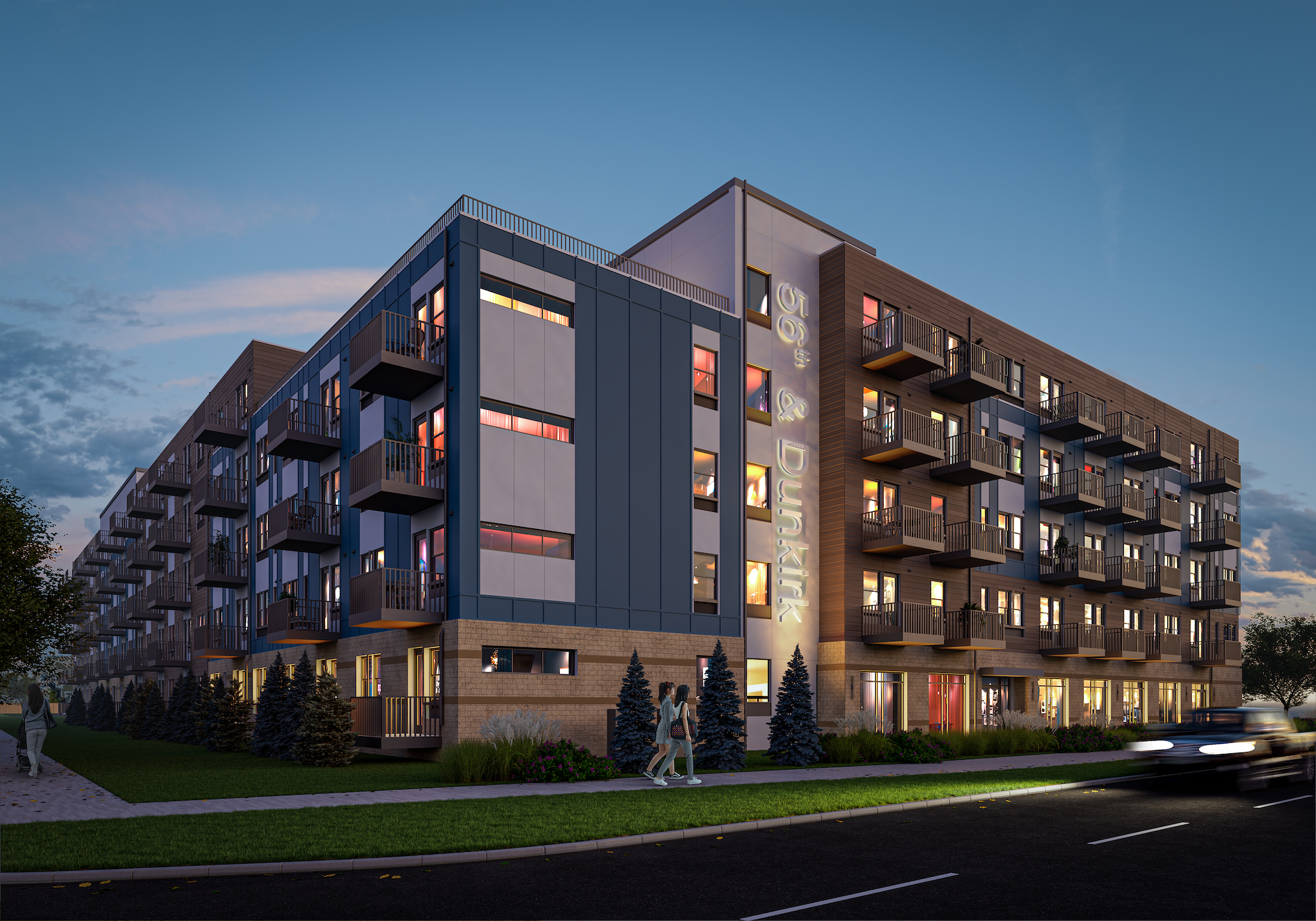 Rendering for the 56th and Dunkirk project in Denver, Colorado