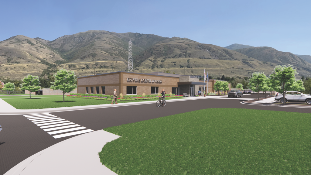 Rendering of the Box Elder Office Consolidated Public Safety Building in Brigham, Utah.