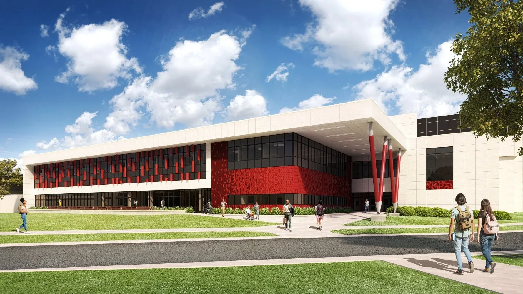 Renders of the University of Southern Indiana Health Professions Addition in Evansville, IN